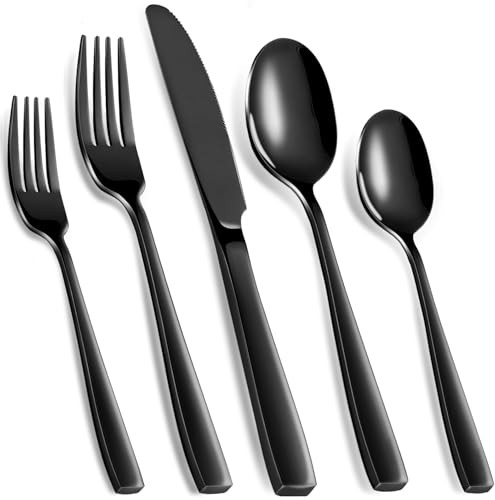 Black Silverware Set, 40-Piece
