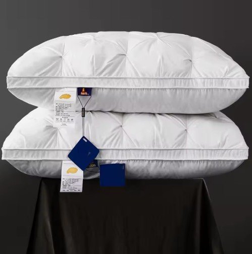 Goose Down Pillow with White Cotton Cover