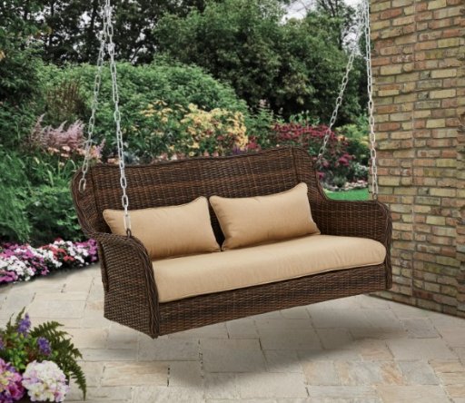 Better Homes & Gardens Camrose Farmhouse Wicker Hanging Porch Swing