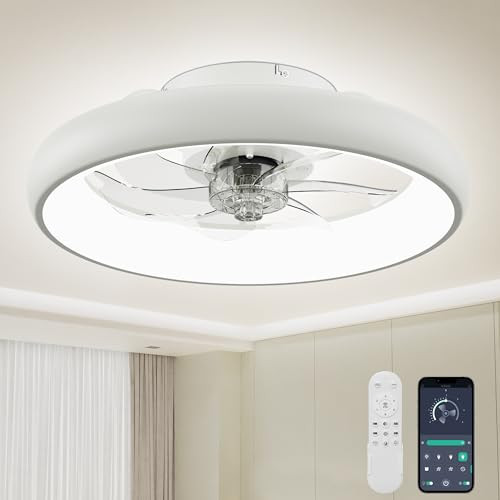 Flush Mount Ceiling Fan with Remote & APP Control