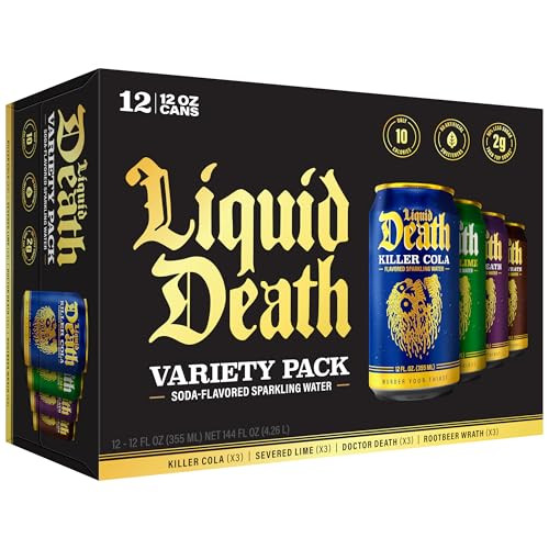 Liquid Death Flavored Sparkling Water Variety Pack, 12 Count, 12 Fl. Oz.