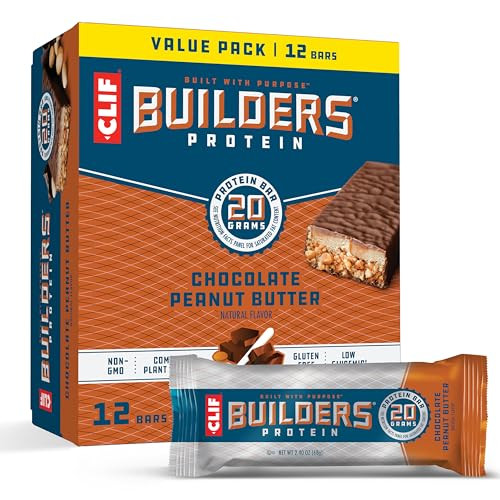 CLIF BUILDER'S Chocolate Peanut Butter Protein Bars, 12 Count