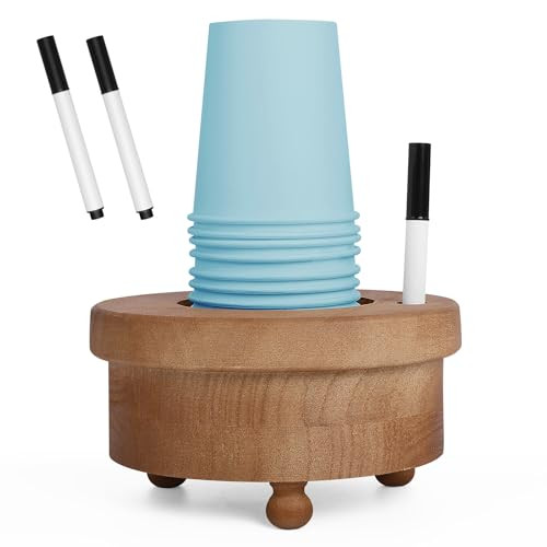 Wooden Cup Holder with Marker Slot