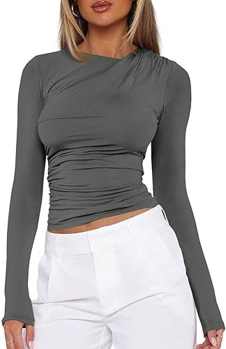 Imily Bela Womens Long Sleeve Cropped Top