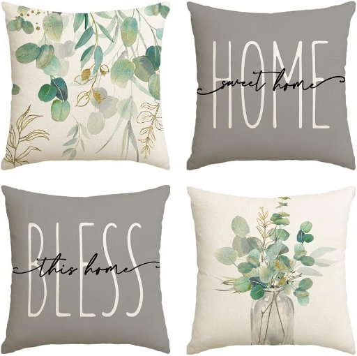 AVOIN Colorlife Eucalyptus Throw Pillow Covers 4-Pack