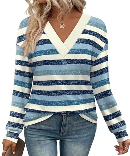 V Neck Long Sleeve Shirts for Women