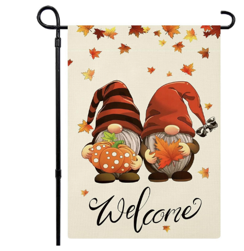 Welcome Gnomes Fall Double Sided Garden Flag