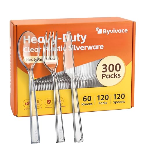 Byvivace Clear Plastic Silverware Set 300-Count