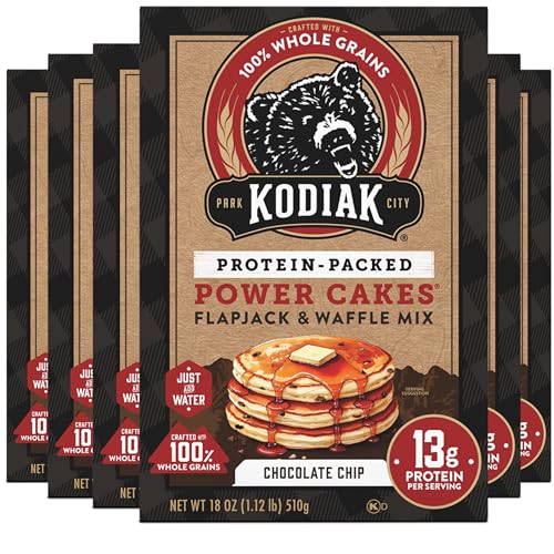 Kodiak Cakes Power Cakes Pancake & Waffle Mix (Chocolate Chip) 6-Pack 18-Oz