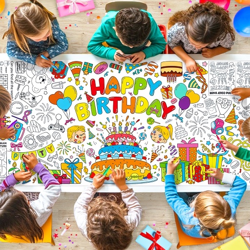 Happy Birthday Giant Coloring Tablecloth