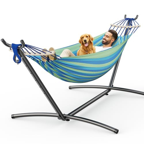 Heavy Duty 2 Person Hammock with Carrying Bag- Wide Blue
