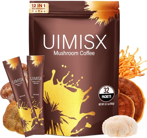 Organic Mushroom Instant Coffee for Support Focus, Energy & Immunity -32 Packets,