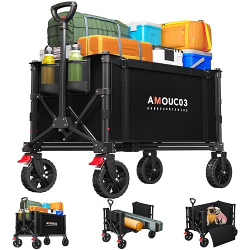 AMADA HOMEFURNISHING Collapsiable Folding Wagon W/220 Lb Capacity