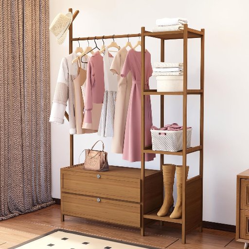 Bamboo Garment Rack W/Drawers