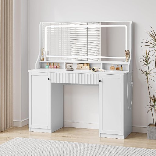 Dripex Makeup Vanity Desk with Mirror and Lights