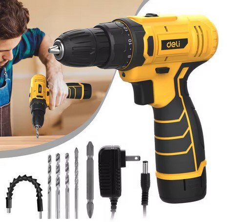 Deli 12V Max Lithium-Ion Cordless Impact Drill Driver Set