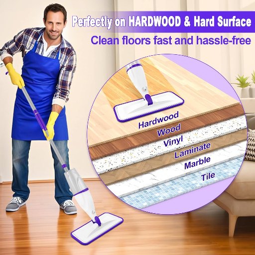 EXEGO Wet Mops W/5 Microfiber Refillable Pads