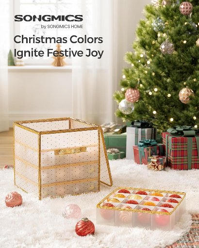 SONGMICS Christmas Ornament Storage Box