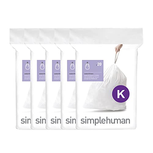 Simplehuman Code K 100 Count Custom Fit Liners, 30-45 Liter / 8-12 Gallon, White Deal