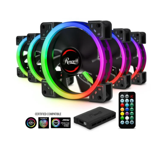 Rosewill 120mm RGB Case Fan 5 Pack