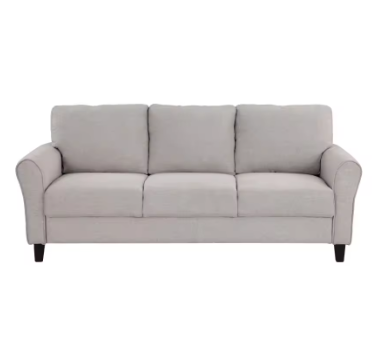 Modern Transitional Sand Hued Textured Fabric Upholstered Sofa