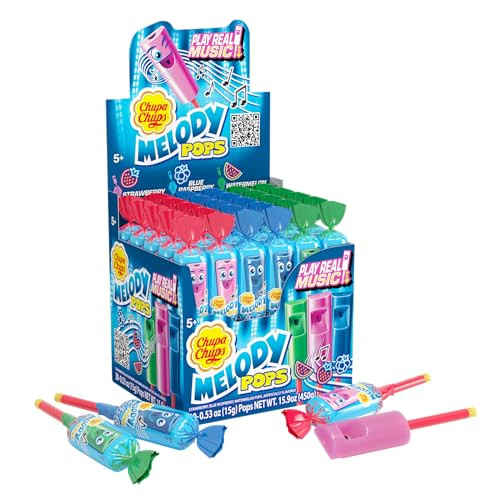 Chupa Chups Melody Candy Whistle Pops, 30 Count
