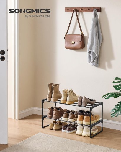 SONGMICS 2-Tier Metal Shoe Rack