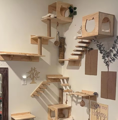 Cat Climbing Shelves Wall Mounted Hammock and Steps