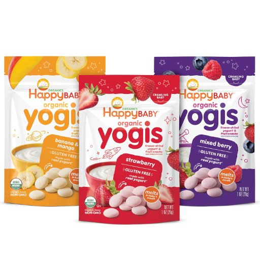Happy Baby Organic Yogis Freeze-Dried Yogurt & Fruit Snacks 3-Pack