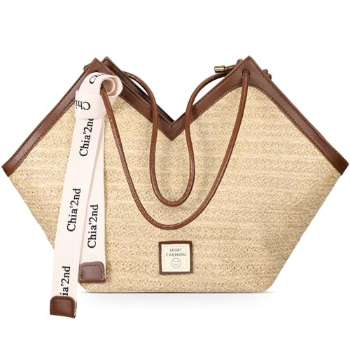 Trifabricy Straw Beach Tote Bag