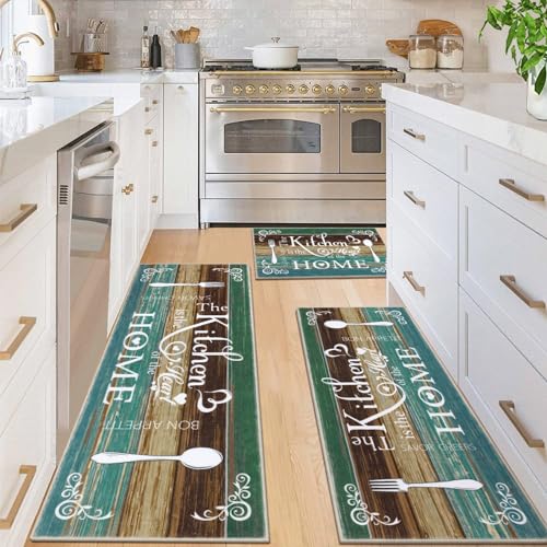 Vaukki Non-Slip Boho Kitchen Rug Set (3-Piece, 20''x32''+20''x47''+20''x59'')