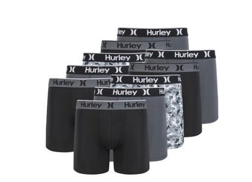 10-Pack Hurley Men's Printed Boxer Briefs