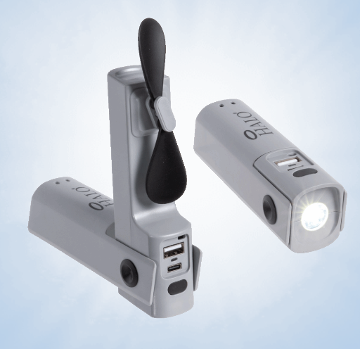 USB-C Mini Fan & Power Bank with LED Light -2 Pack 