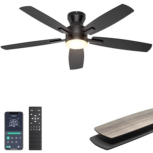 Ohniyou 52" Low Profile Ceiling Fan w/ LED Light & App/Remote Control