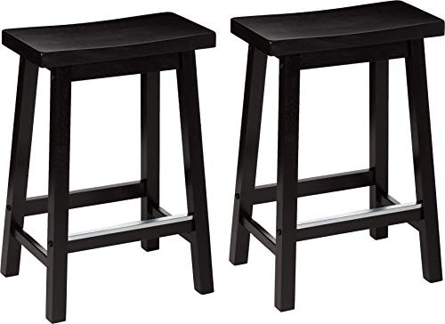 Amazon Basics Solid Wood Saddle-Seat Stools, 2 Pack