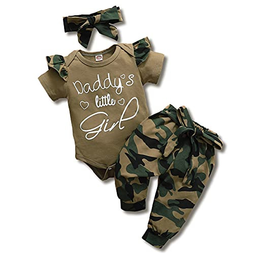 AMAWMW Daddy’s Little Girl Ruffle Romper Newborn Outfit