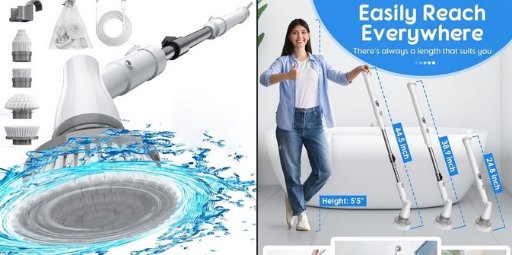 Cordless Electric Spin Scrubber & Long Handle