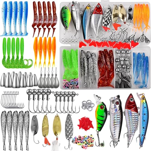 VOOGLASS 108-Piece Fishing Lures Tackle Kit Set
