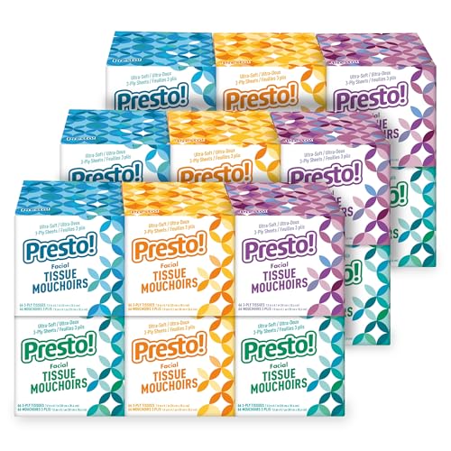 18-Pack 66-Count Presto! Ultra-Soft 3-Ply Premium Facial Tissues