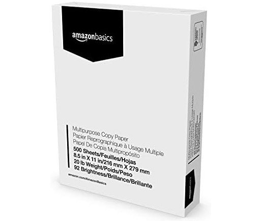 Amazon Basics Multipurpose Copy Printer Paper, 500 Sheets