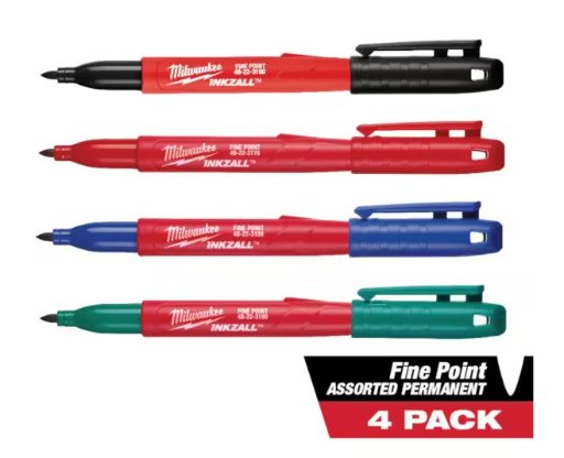 Milwaukee INKZALL Multi-Colored Fine Point Jobsite Permanent Markers (4-Pack)