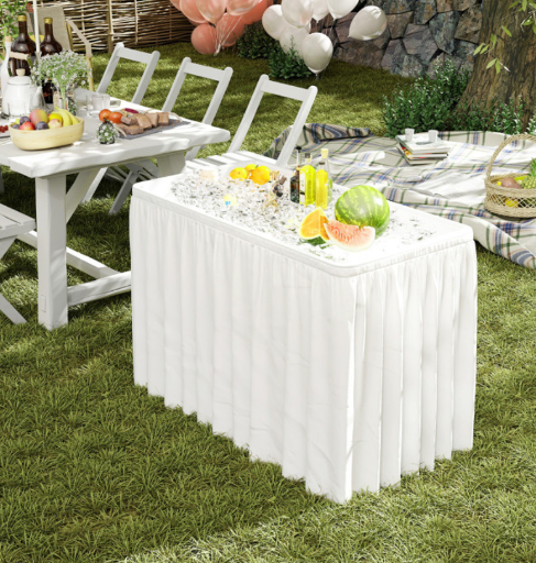 4-Foot Ice Cooler Folding Table with Removable Skirt