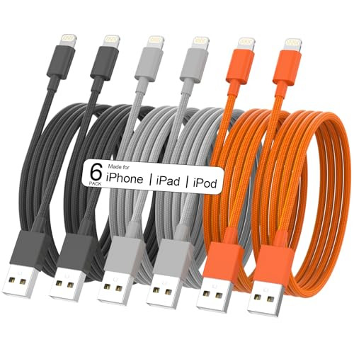 6-Pack YEFOOT iPhone USB-A to Lightning Charging Cables