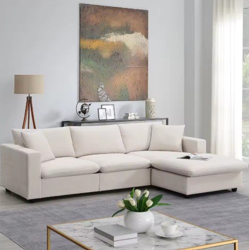 Modern Sectional Sofa with Throw Pillows