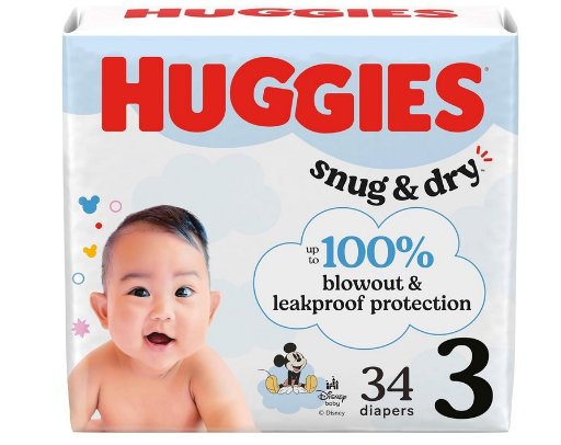 Huggies Snug & Dry Baby Diapers, 34 Count