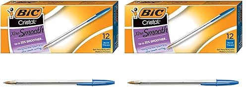 BIC Cristal Xtra Smooth Blue Ballpoint Pens - 2 pack