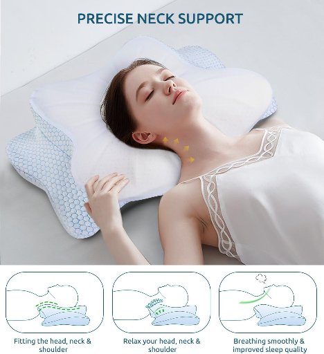 FAIORD Queen Size Cervical Memory Foam Cooling Pillow