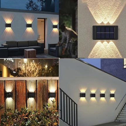 4 Pack of Solar LED Up & Down Outdoor Wall Lights