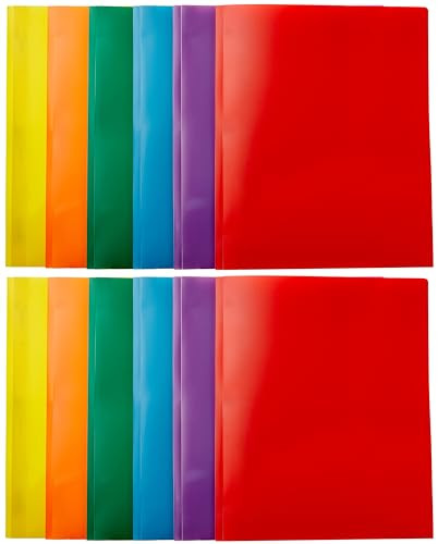 Amazon Basics Heavy Duty Plastic Folders - 12 Pack