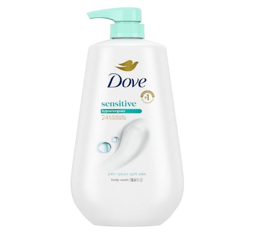 Dove Sensitive Skin Body Wash with Pump, 30.6 Oz.